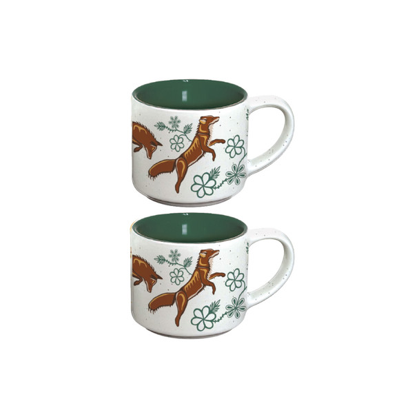 Ceramic Espresso Mugs (Set of 2) - Foxes (Wagooshna)