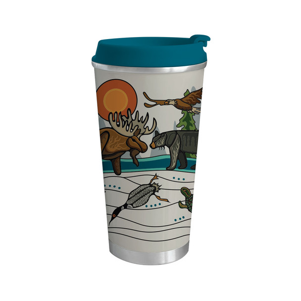 Art Travel Mug (18oz) - All My Relatives (Indinawemaaganidag)
