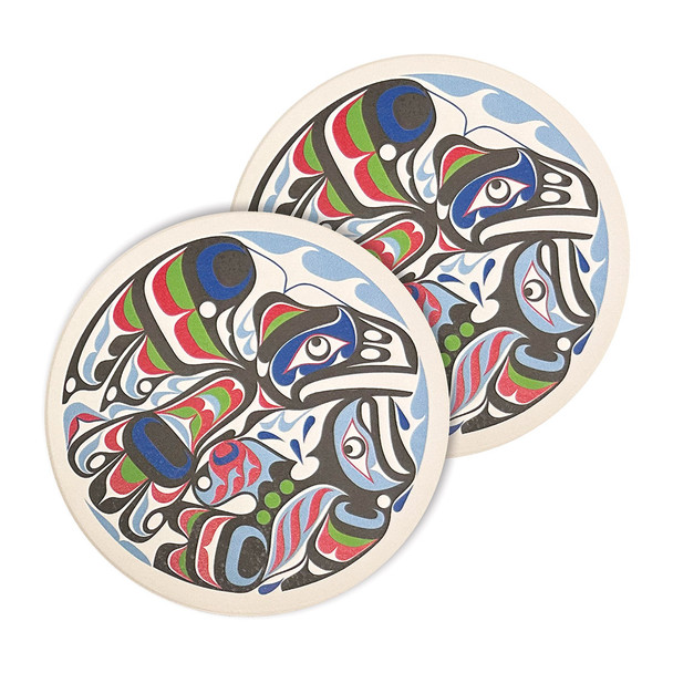 Ceramic Coasters (set of 2) - Raven and Killer Whale