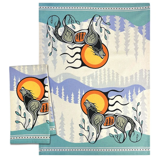 Printed Tea Towel - Wolf (Ma'iingan)