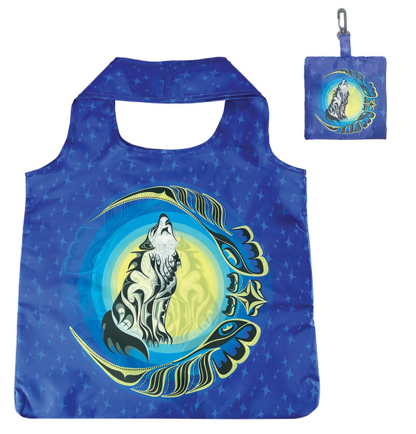 Foldable Shopping Bag - Spirit Wolf and Eagle Moon