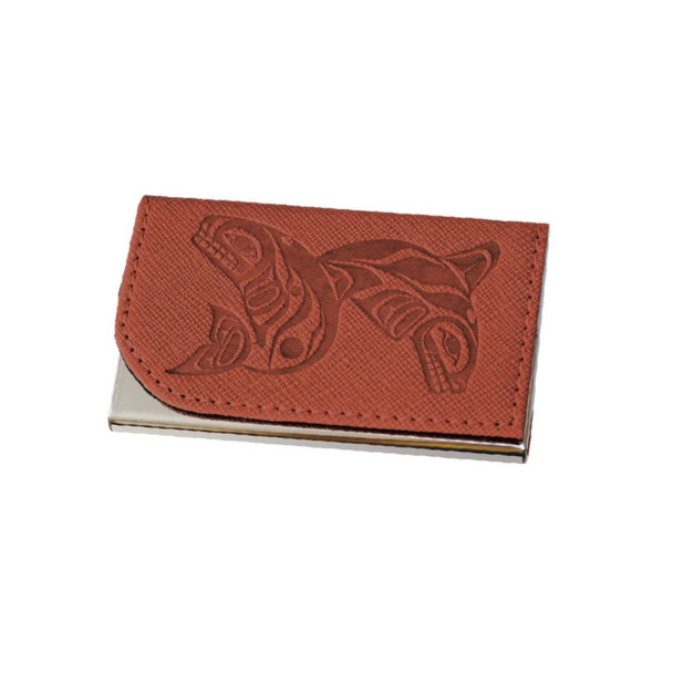 Card Holder - Whales - Brown