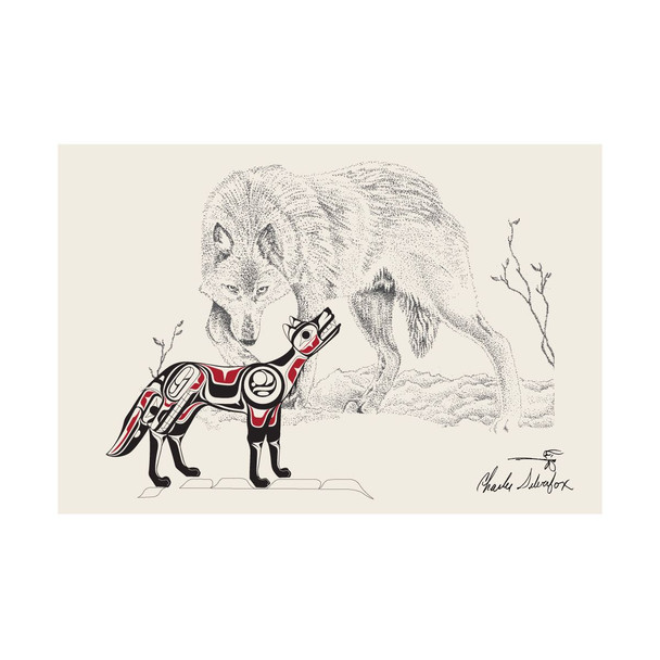 Postcard - Wolf by Charles Silverfox, Tlingit