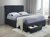 Crystal Queen Bed with Drawer in Dark Grey