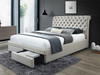 Crystal Queen  Bed with Storage Drawers in Light Beige