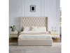 Coco King Gas Lift Fabric Bed in Cream Velvet