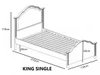 Sophia King Single Timber Bed with Padded Bedhead