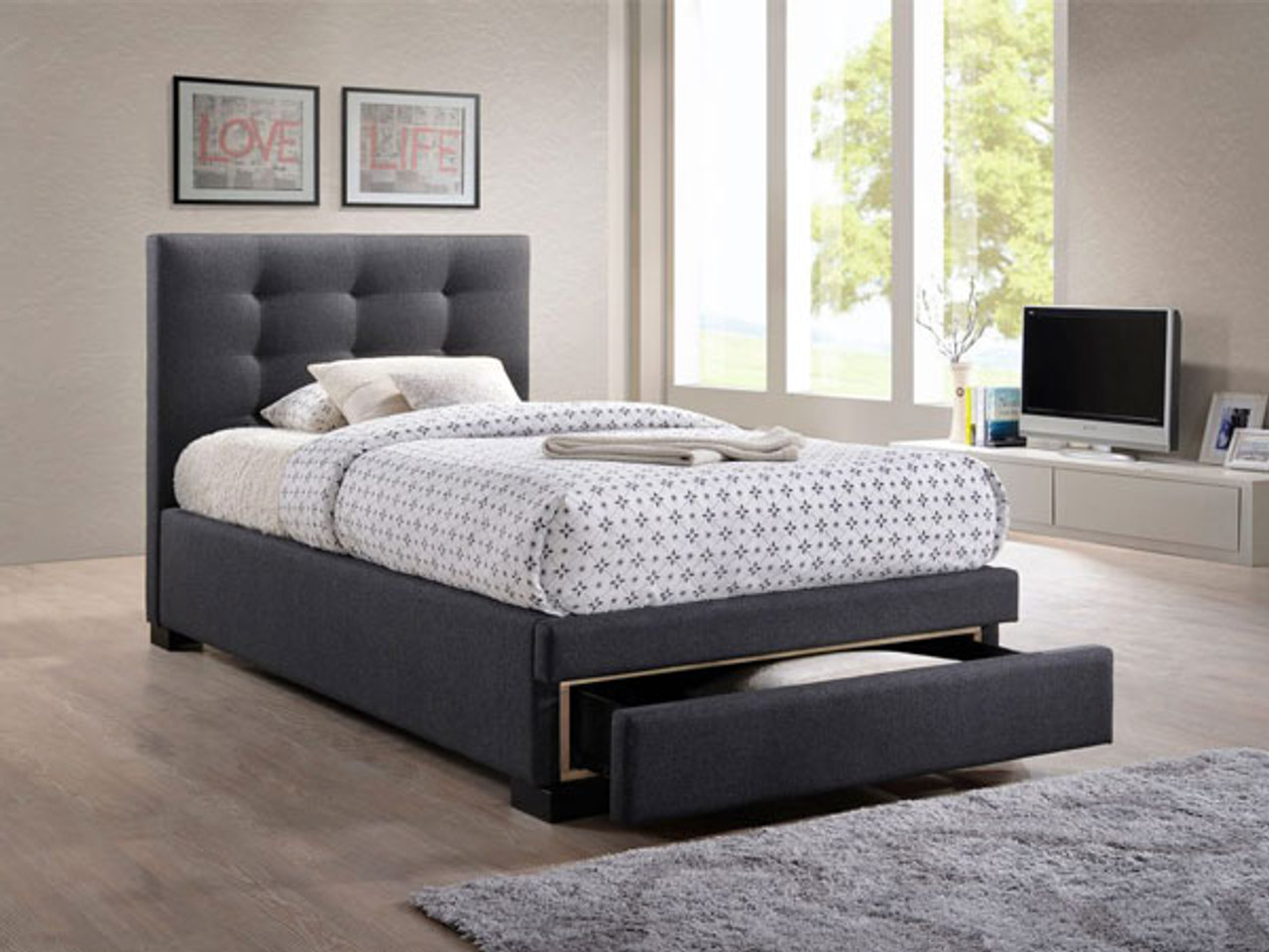 King single bed frame sales with storage