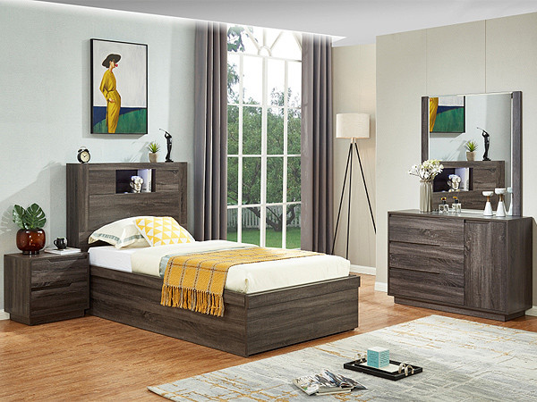 Nevada King Single Bed with Gas Lift Storage in Charcoal