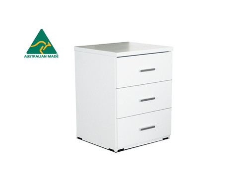 Hugo 3 Drawer Bedside Table White