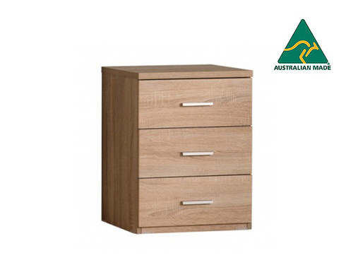 Hugo 3 Drawer Bedside Table Natural Oak