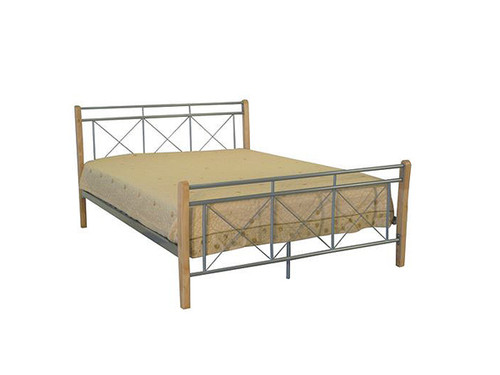Gold Coast Queen Timber & Metal Bed in Silver