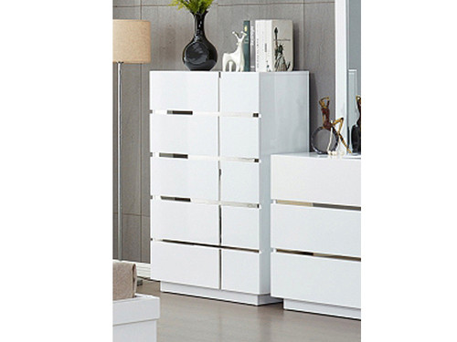 Nevada 5 Drawer Tallboy in Gloss White