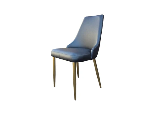 Swiss PU Dining Chair in Black with Gold Leg