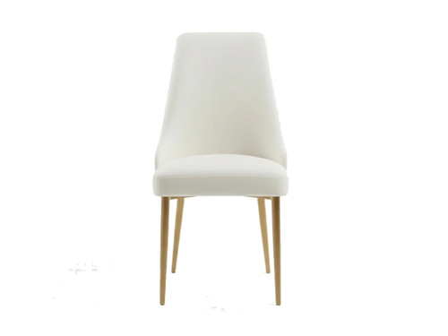 Swiss PU Dining Chair in Ivory with Gold Leg