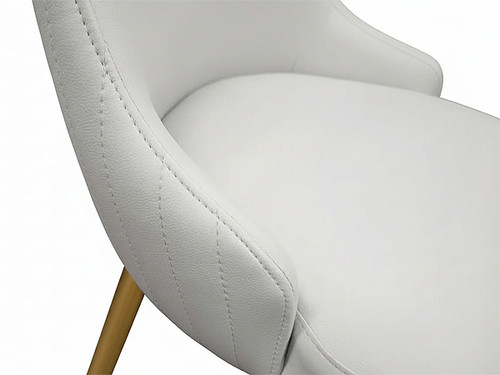 Swiss PU Dining Chair in Ivory with Gold Leg