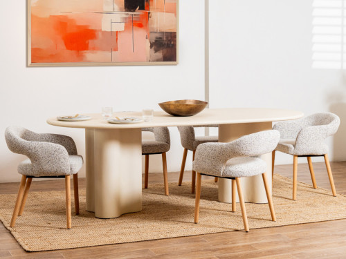 Coastal Dining Table in Pebble