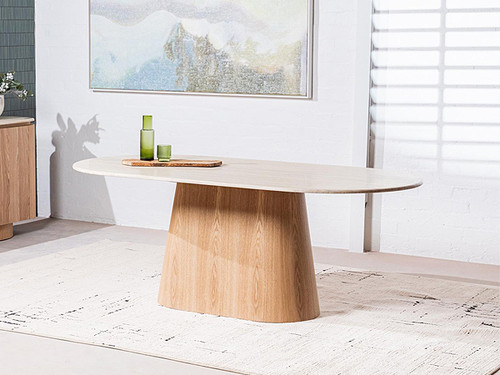 Waverley 2.0m Dining Table in White Travertine