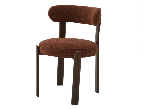 Carmo Dining Chair in Rust Fabric/Walnut Legs