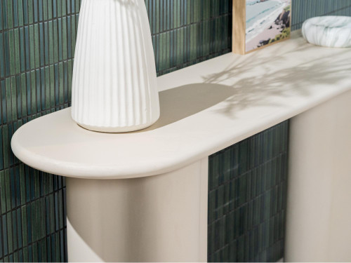 Coastal Console Table in Pebble Concrete Finish