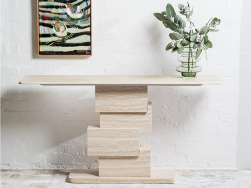 Eros Console Table in White Travertine