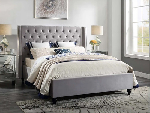 Colima Queen Fabric Upholstered Gas Lift Bed Frame with Optional Wings