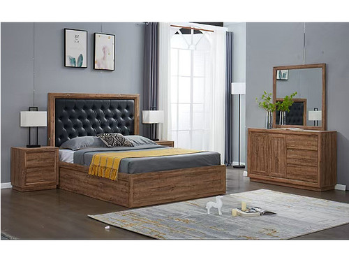 Manhattan Double Bed with Gas Lift Storage in Walnut
