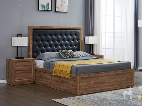 Manhattan King Bed with Gas Lift Storage in Walnut