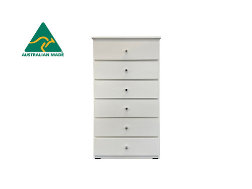 Budget 6 Drawer Tallboy 600mm Wide Australian Made