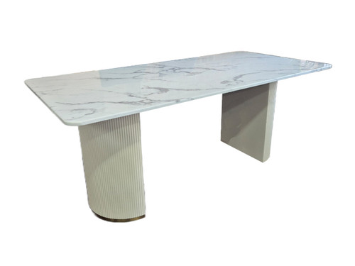 April 1.8m Engineered Stone Top Dining Table in White