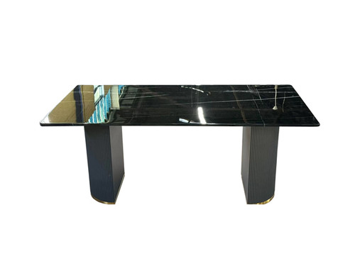 April 1.8m Engineered Stone Top Dining Table in Black