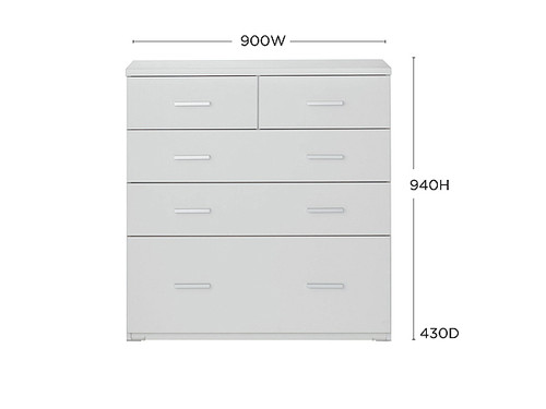 Hugo 5 Drawer Australian Made Lowboy 90cm Wide