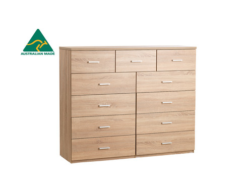 Hugo 11 Drawer Australian Made Tallboy 120cm Wide