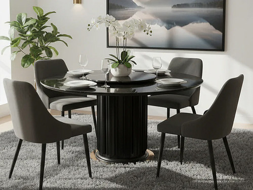Como Round Marble Dining Table in Black
