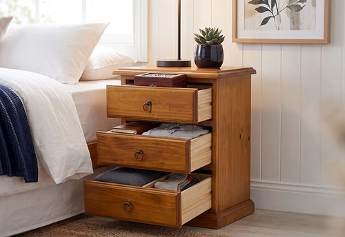 Cronulla 3 Drawer Solid Pine Bedside Chest in #215