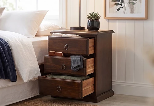 Cronulla 3 Drawer Solid Pine Bedside Chest in #219