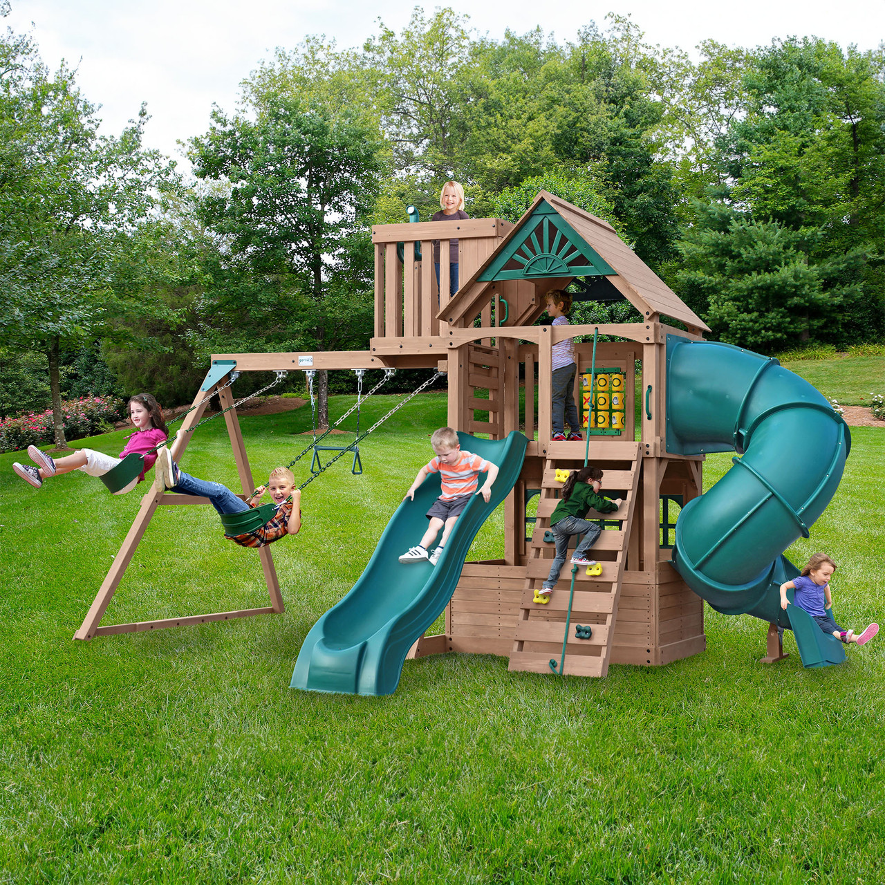 Tube Slide Skyfort Swing Set Skyfort Backyard Discovery Backyard