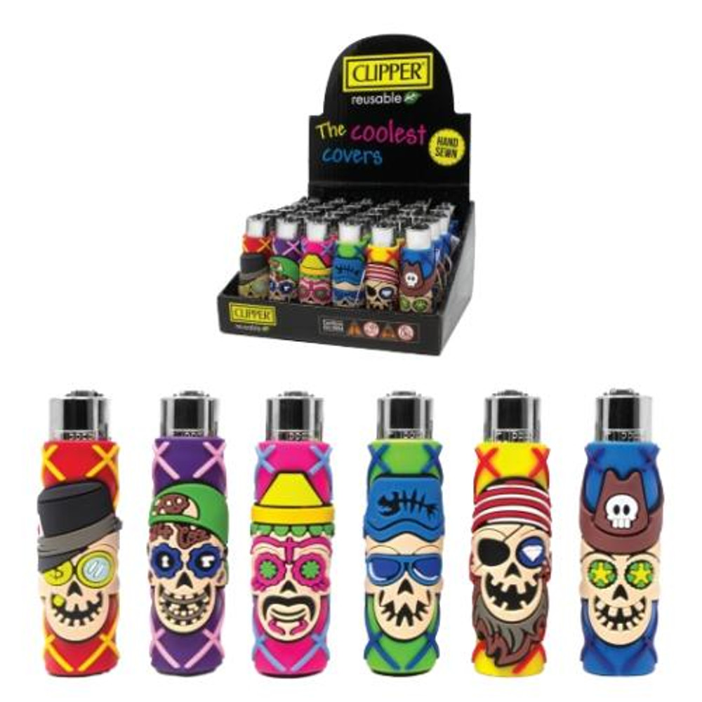 CLIPPER REUSABLE THE COOLEST SKULLS COVERS LIGHTER - DISPLAY OF 30CT
