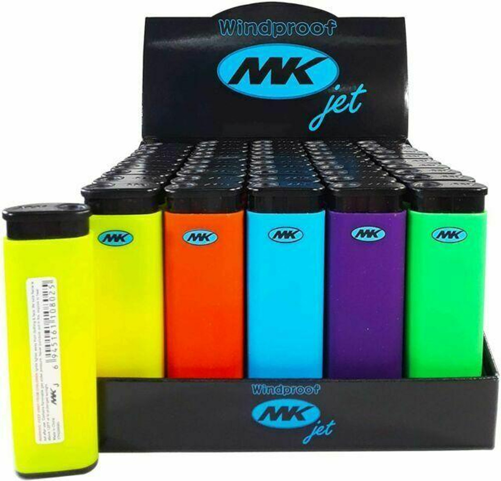 MK JET WINDPROOF MIXED COLOR LIGHTER DISPLAY - 50CT