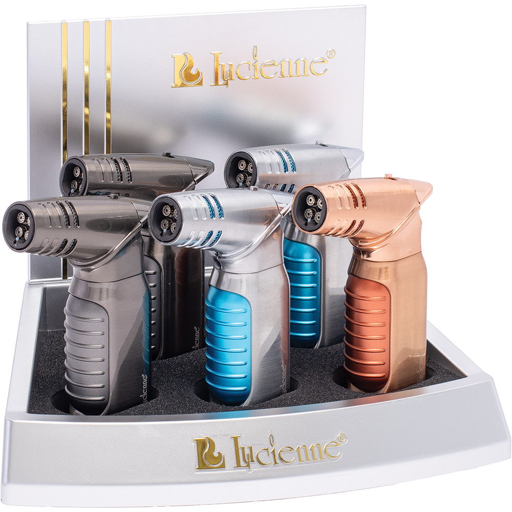 LUCIENNE QUADRUPLE TORCH LIGHTER - DISPLAY OF 5