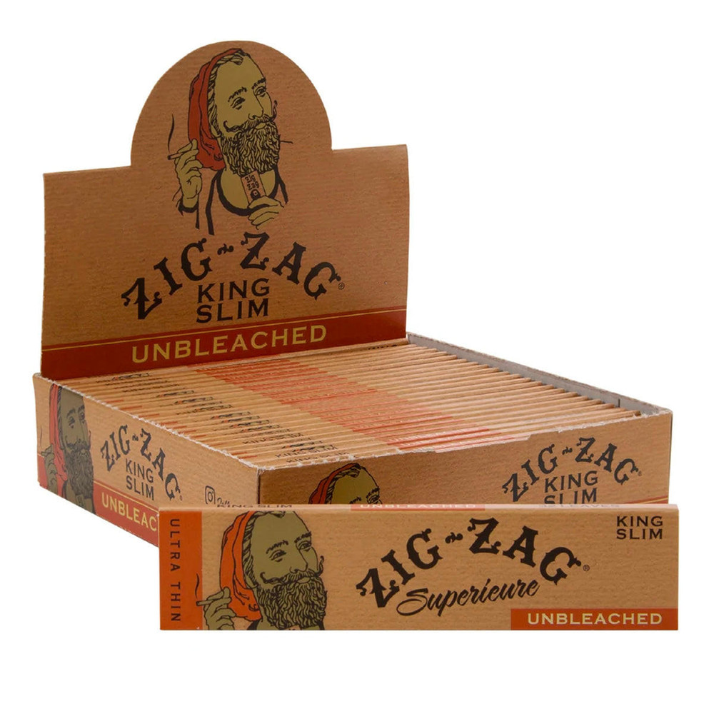 ZIG-ZAG UNBLEACHED KING SLIM SIZE ROLLING PAPER - 24CT DISPLAY