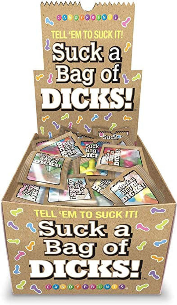 CANDY PRINTS SUCK A BAG OF DICKS ASSORTED FLAVORS - 100CT DISPLAY