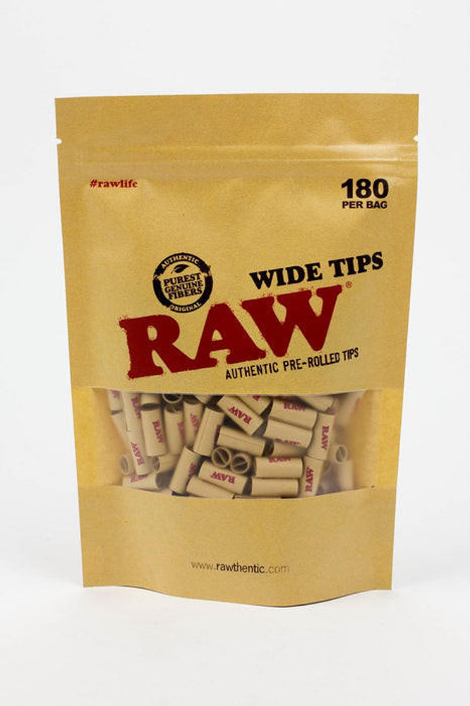 RAW AUTHENTIC WIDE PRE-ROLLED TIPS - 180CT