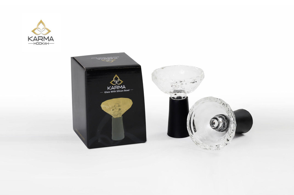 KARMA GLASS WITH SILICOM BOWL SET 4 - BLACK