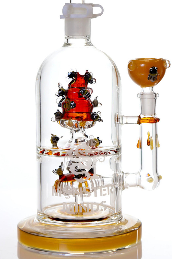  MONSTER MINDS - DESC PERC GLYCO FILLED BEE DESIGN 17" WATERPIPE 