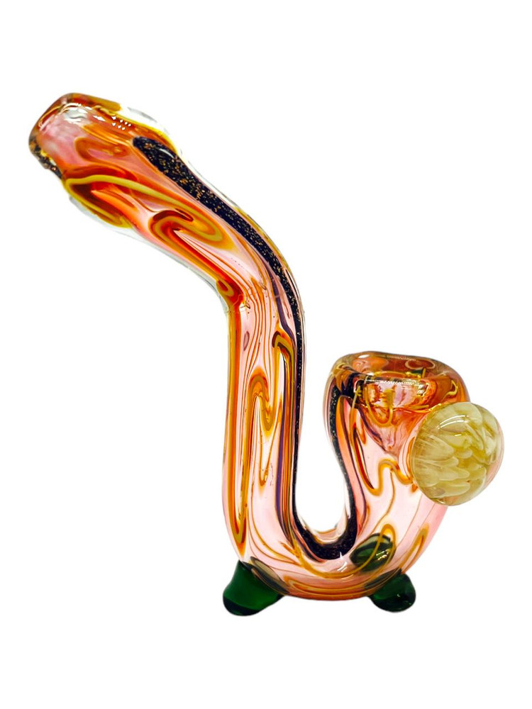  DICHROIC GOLD SHADE FLOWER HEAD SHERLOCK HANDPIPE 5" - 2CT 