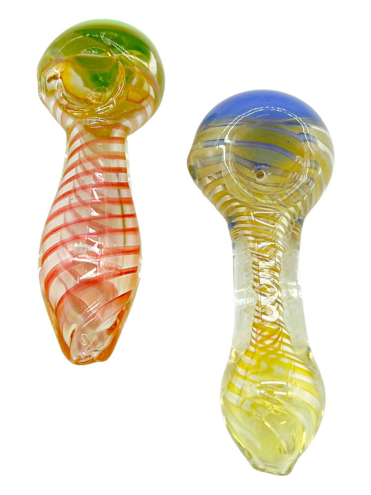  SLYME HEAD DOUBLE GOLD FUMED TWISTING HANDPIPE 4" - 5CT 