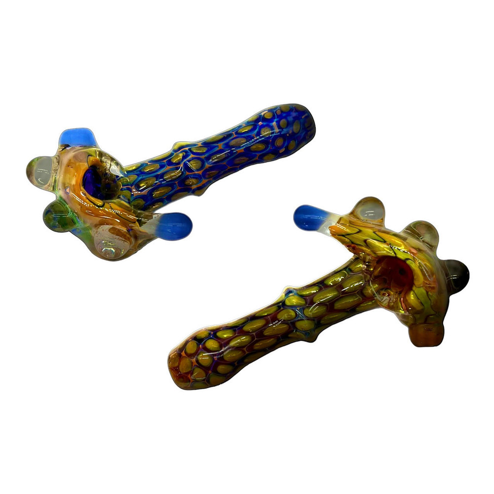  SUPER MONSTER HAMMER STYLE GOLD BUBBLE ART HANDPIPE 6" - 1CT (TR9335) 