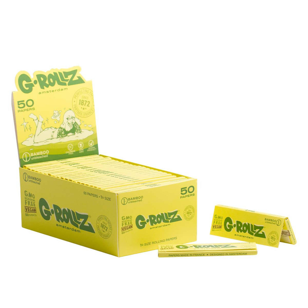  G-ROLLZ - BAMBOO UNBLEACHED ROLLING 1¼ PAPERS - 50CT DISPLAY 