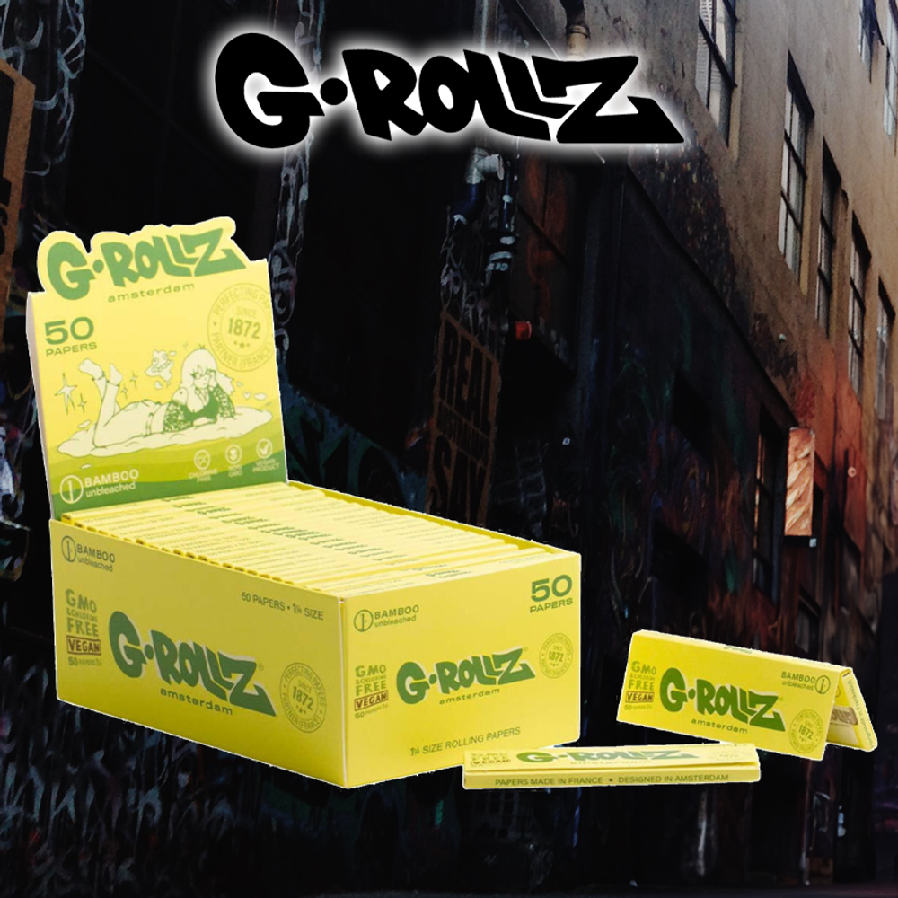 G-ROLLZ - BAMBOO UNBLEACHED ROLLING 1¼ PAPERS - 50CT DISPLAY